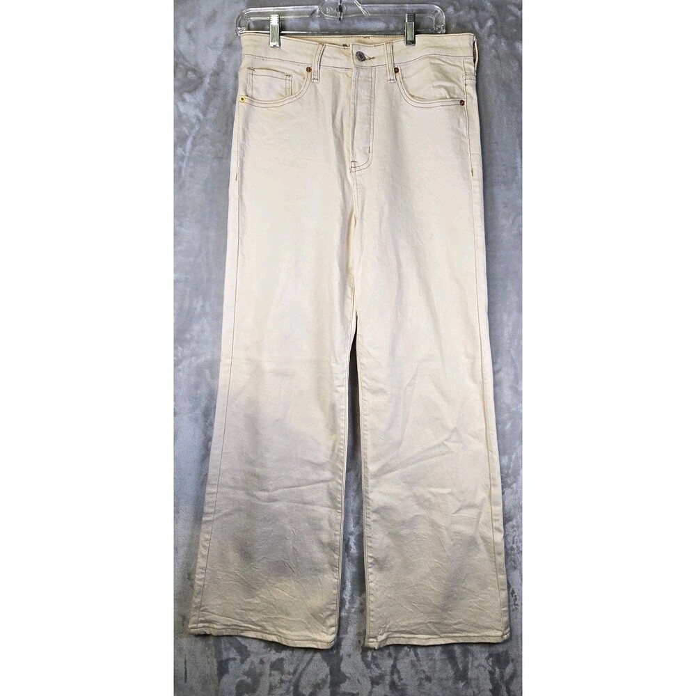 Song Street Jean Pants 9/29 Beige Baggy Wide Leg Streetwear Skater Y2K Cowgirl